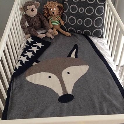 Wazy Bebe Couvertures En Laine Epaissie Bebe Tricot Couvertures Jacquard Conception Fox Lapin Motif Couverture De Couverture De Bebe B 47 2 35 4in Amazon Fr Cuisine Maison
