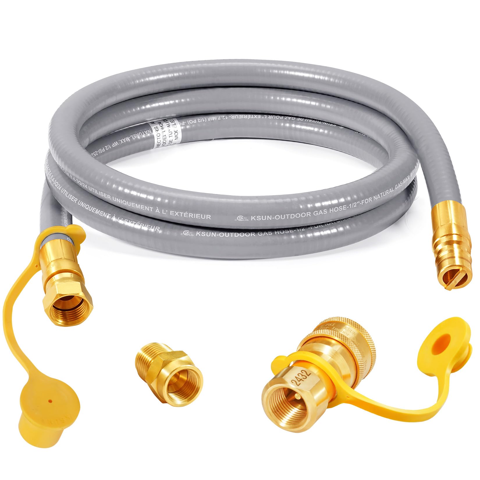 Photo 1 of GasSaf 6 FT 1/2" ID Natural Gas Hose with Quick Connect Fitting, Natural Gas Conversion Kit for Gas Grill, Generator, Patio Heater and More - CSA Certified
