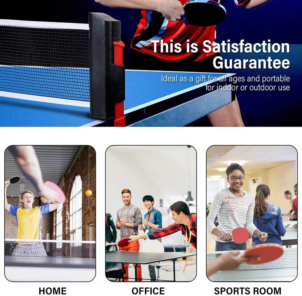 FBSPORT Ping Pong Paddle Set, Portable Table Tennis Set with Retractable Net, 2 Rackets, 6 Balls and Carry Bag for Children Adult Indoor/Outdoor Games, Black : Sports & Outdoors
