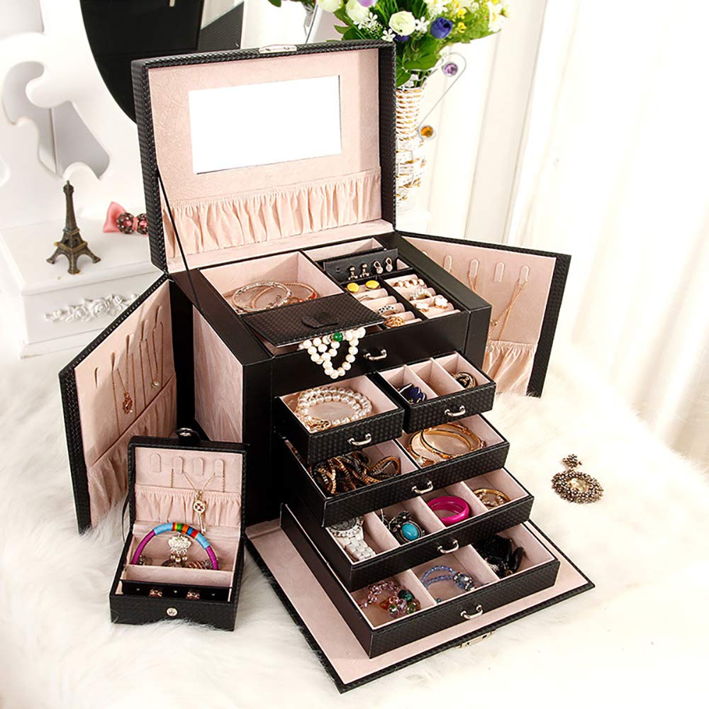 Asvert Jewelry Box 5 Layers Lockable Jewelry Organizer with Earrings