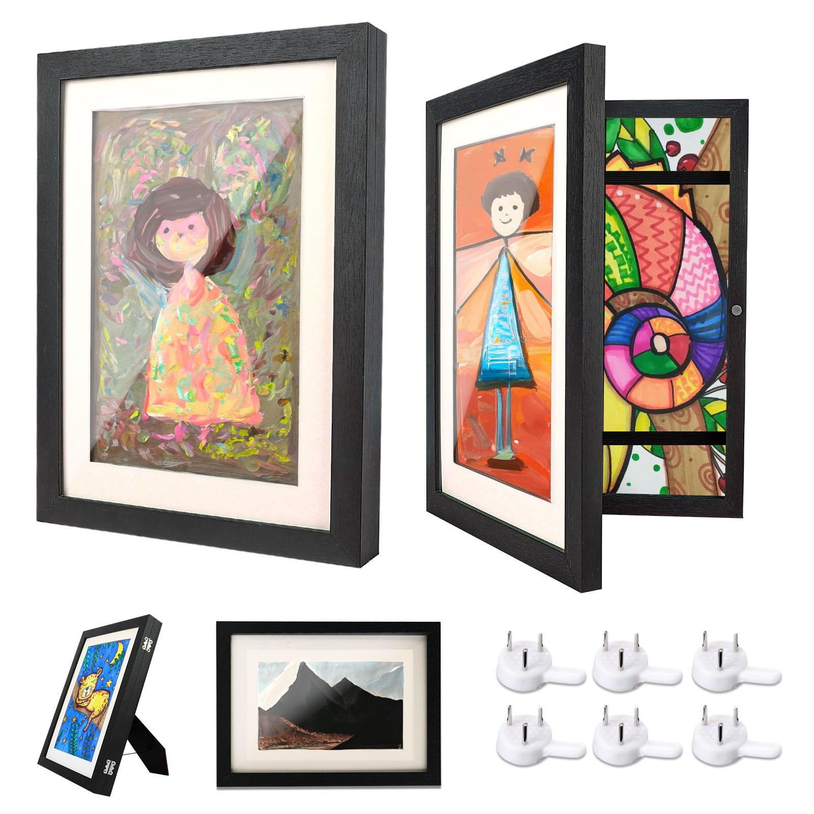 Ciscle Kids Art Frames, 2 Pack A4 Fillable Front Opening Photo Frames, Display Frames for Kids Artwork for 150 Pictures, Ideal for Children's Drawings, Kids Art Projects, School, Home or Office(Black) — image 1