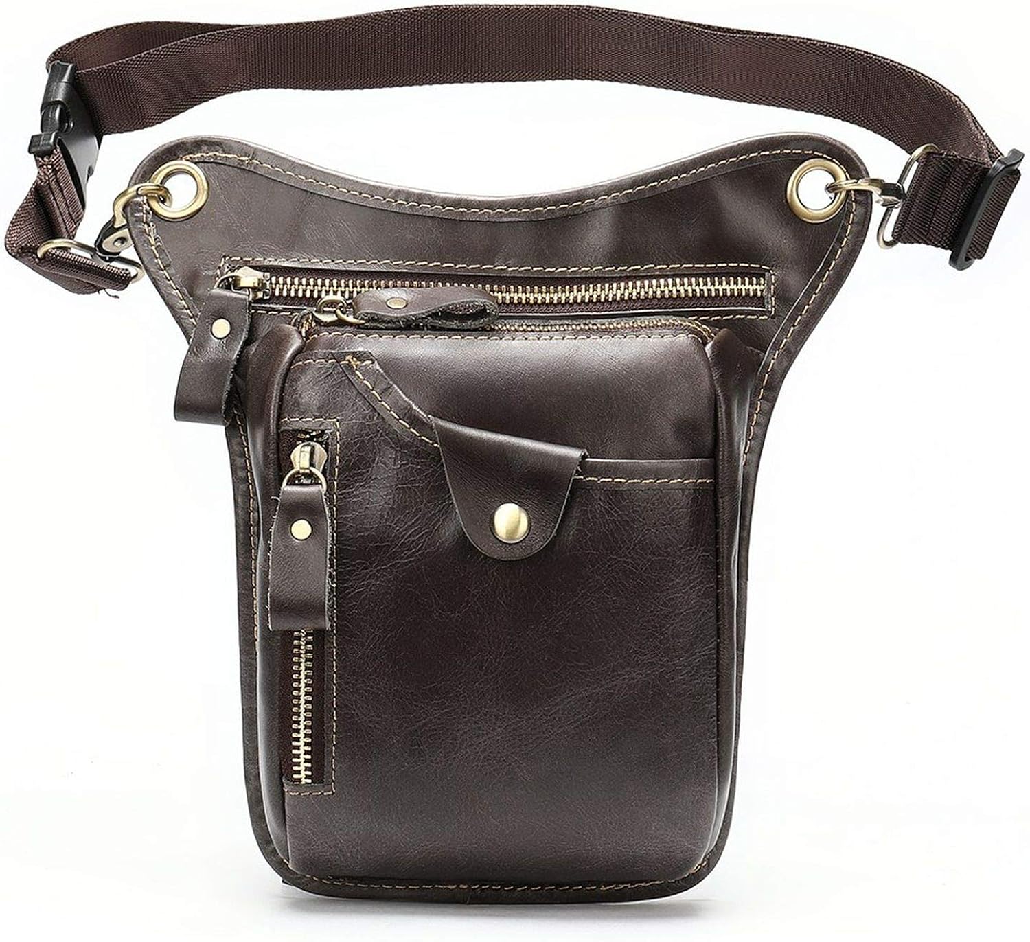 Men's Leg Bag Leather Male Pack Waist Bag Belt Men Leather
