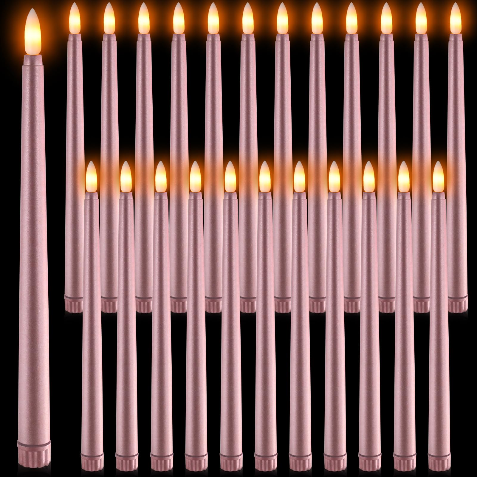 Photo 1 of (see all images) Macarrie 24 Packs Flameless Taper Candles Battery Operated Fake 11 Inch Long Candle Light LED Flameless Candlesticks Flickering 