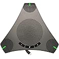 USB Conference Speakerphone with Omnidirectional 360 Microphone for 8-10 People, Intelligent DSP Noise Reduction for Video Meetings (Gray)