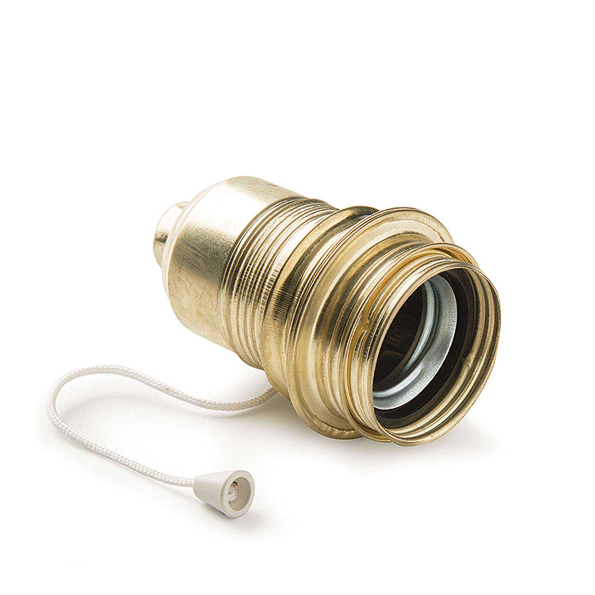 FAMATEL - Threaded Metal lamp Holder with Switch and Washer | E-27 Bulbs | Metallic Material | Gold