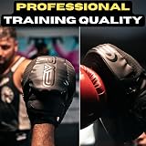 EVO Fitness Boxing Pads Gloves Set Matte Black 14oz Gloves Target Focus Mitts view 3