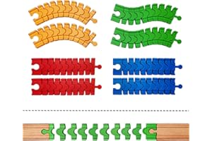 BUNU1492 Wooden Train Track Accessories,8 Pack Colorful Flexible Track Compatible with All Major Brands Wooden Train Track,Christmas Birthday Gift for Boys Girls,Train Toys Expansion Pack for Kids Ages 3+