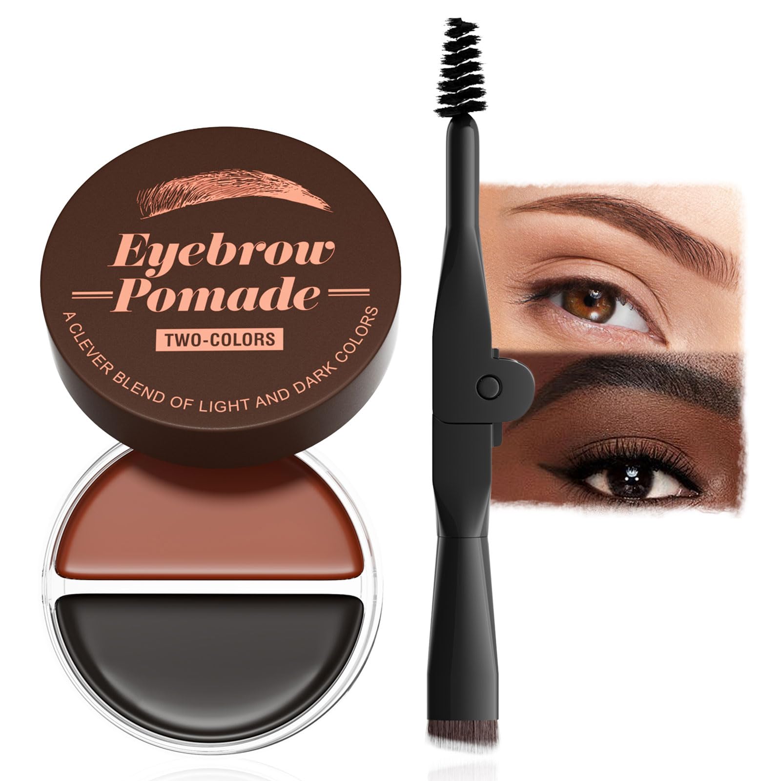 Eyebrow Pomade Brow Dye - 2 in 1 Waterproof Eyebrow Gel Long Lasting Brow Pomade with Brush, Eyebrow Brow Pomade Professional Makeup Tinted Eyebrow for Holiday Parties Makeup (#02)