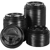 uxcell Disposable Coffee Cup Lids, 50 Count 80mm Plastic Lids for 8OZ Coffee Cups, Suitable for Cold and Hot Drinks (Black)