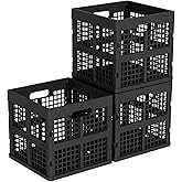 Xeabia 18 L Square Milk Crate, Plastic Stackable Storage Milk Crates, 3 Pack, Black