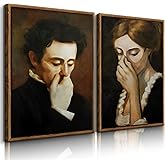 BJVJKSU Framed Funny Bathroom Canvas Wall Art Vintage mid century Style Prints Wall Decor Black and White Humor Classical Toilet Bad Smell Pictures Poster Amusing Lady Man Painting Gift(8x10in)