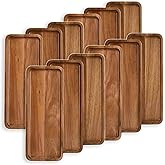 Linwnil Wood Serving Trays 11.5x4 Inches Serving Platter Tray, Tray Cheese Plate Rectangular Platter for Fruit, Appetizer, Bread,Rectangular Avoid Sliding and Spilling Food (12)