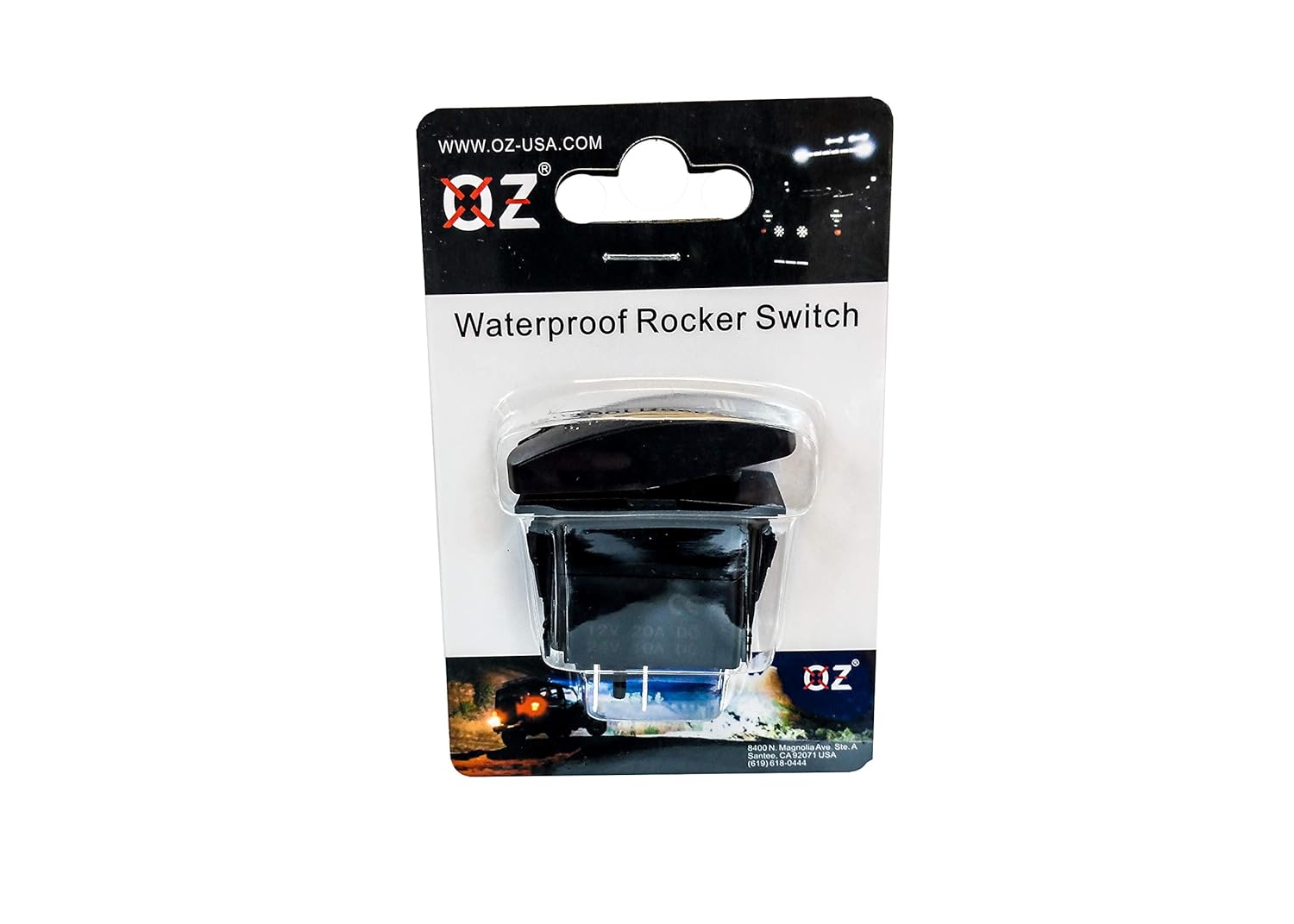 OZ-USA Dome Light On/Off Rocker Switch 5-Pin SPST Laser Blue LED Truck SUV Offroad RZR Polaris