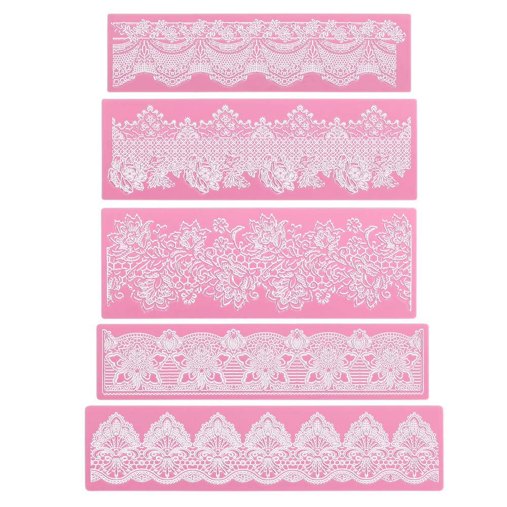 Beasea 5 x Pink Flower Silicone Mould Cake Decorating Moulds