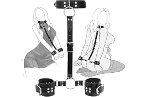 Neck to Wrist Restraints kit Sexy Slave Frisky Beginner Behind Back Handcuffs Collar Adjustable Bondage Set Couple SM Sex Gam