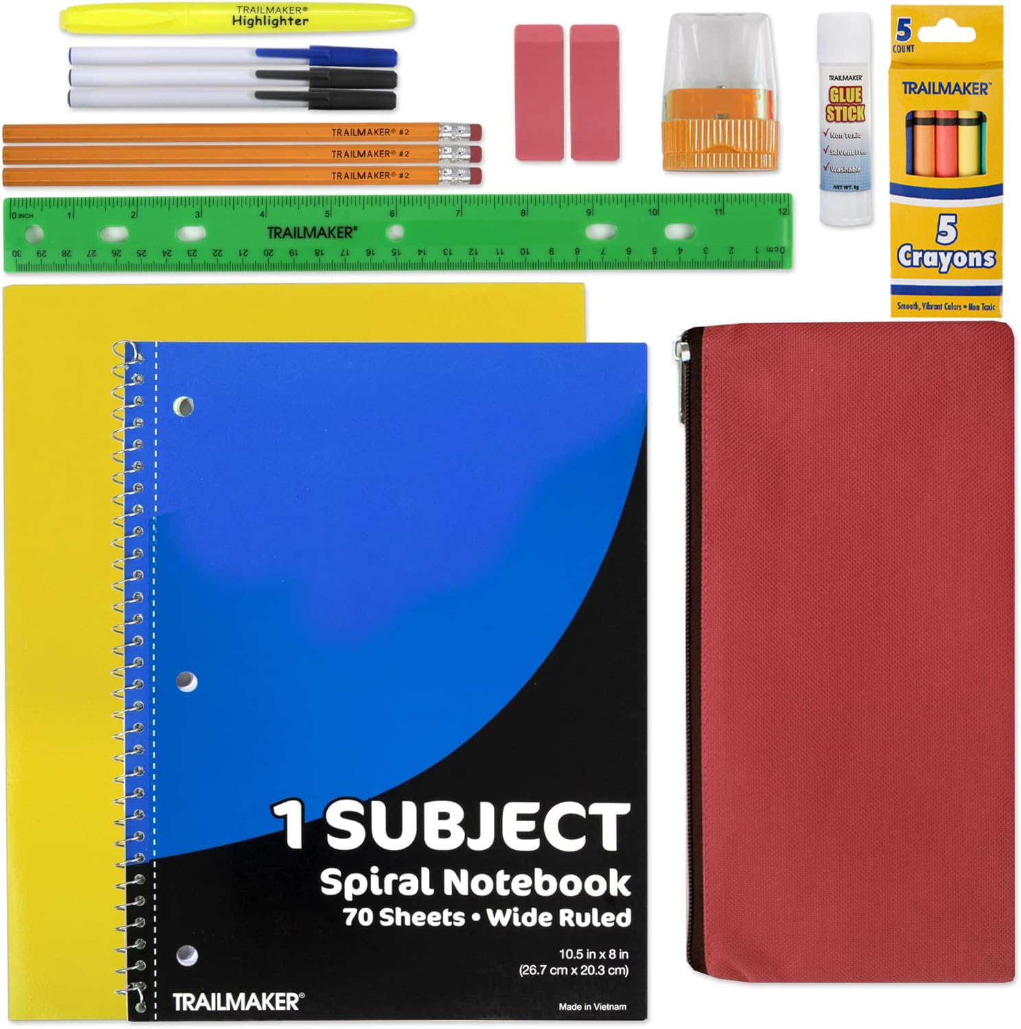 20 Piece School Supplies Pack for K-12 Back to School Supplies Bundle for School Students, Boys and Girls