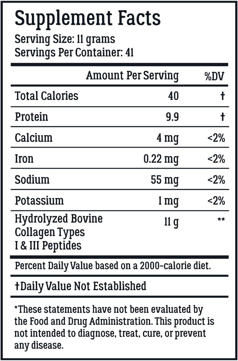 Collagen Peptides - Hair, Skin, Nail, and Joint Support - Type I & III Collagen - All-Natural Hydrolized Protein - 41 Servings - 16oz (Packaging May Vary): Health & Personal Care