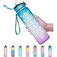 Giotto 32oz Leakproof BPA Free Drinking Water Bottle with Time Marker & Straw to Ensure You Drink Enough Water Throughout The