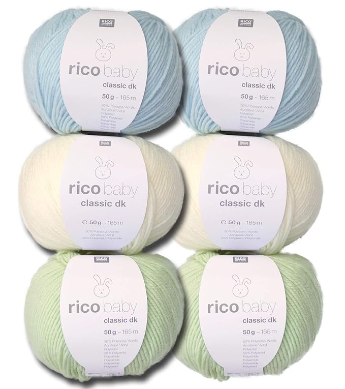 Woll-Set Babywolle Rico Baby Classic 6x50g #15, weiche Wolle zum Stricken und Häkeln