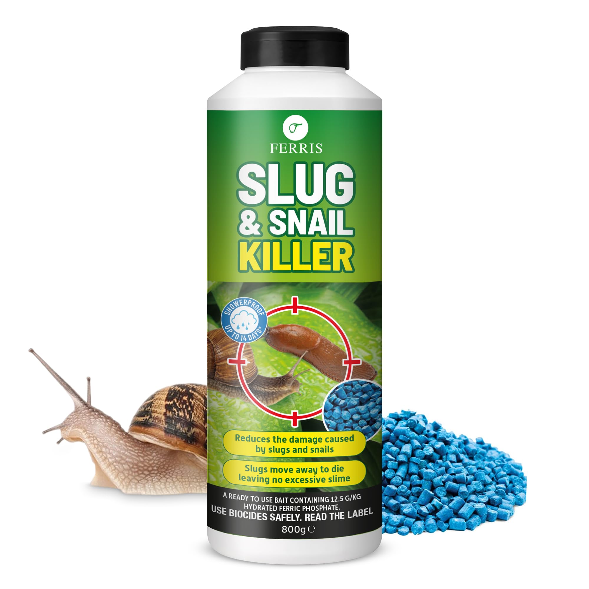 FERRIS | Slug & Snail Killer Pellets 800g - Use in Gardens & Greenhouses - Powerful Slug Repellent for Organic Gardening with Maximum Protection | Fast Acting Pellets for Slugs and Snails (1 Pack)