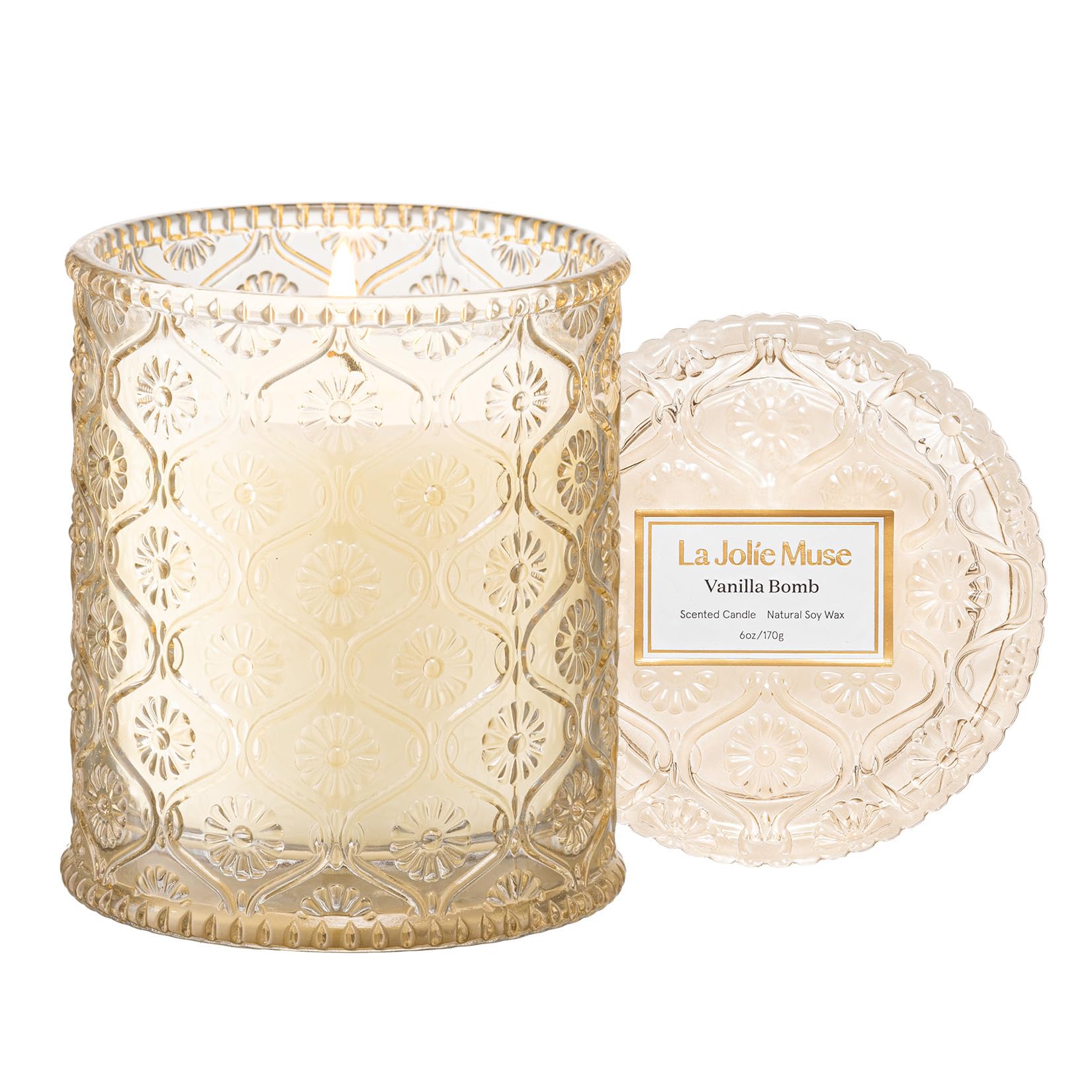 LA Jolie Muse Vanilla Bomb Candle, Vanilla Scented Candles Gifts for Women, Natural Soy Candles for Home Scented, 6 oz 40 Hours Burn — image 1