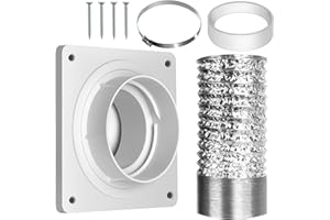 SENSHARE Dryer Vent Hose Connector Kit, Dryer Vent Wall Plate with Hose(4 inch 8 feet), Dryer Duct Connector with Quick Connect & Disconnect, Covers Area 7inch x 7inch, Fits 4 Inch, for Dryer Washer Bathroom
