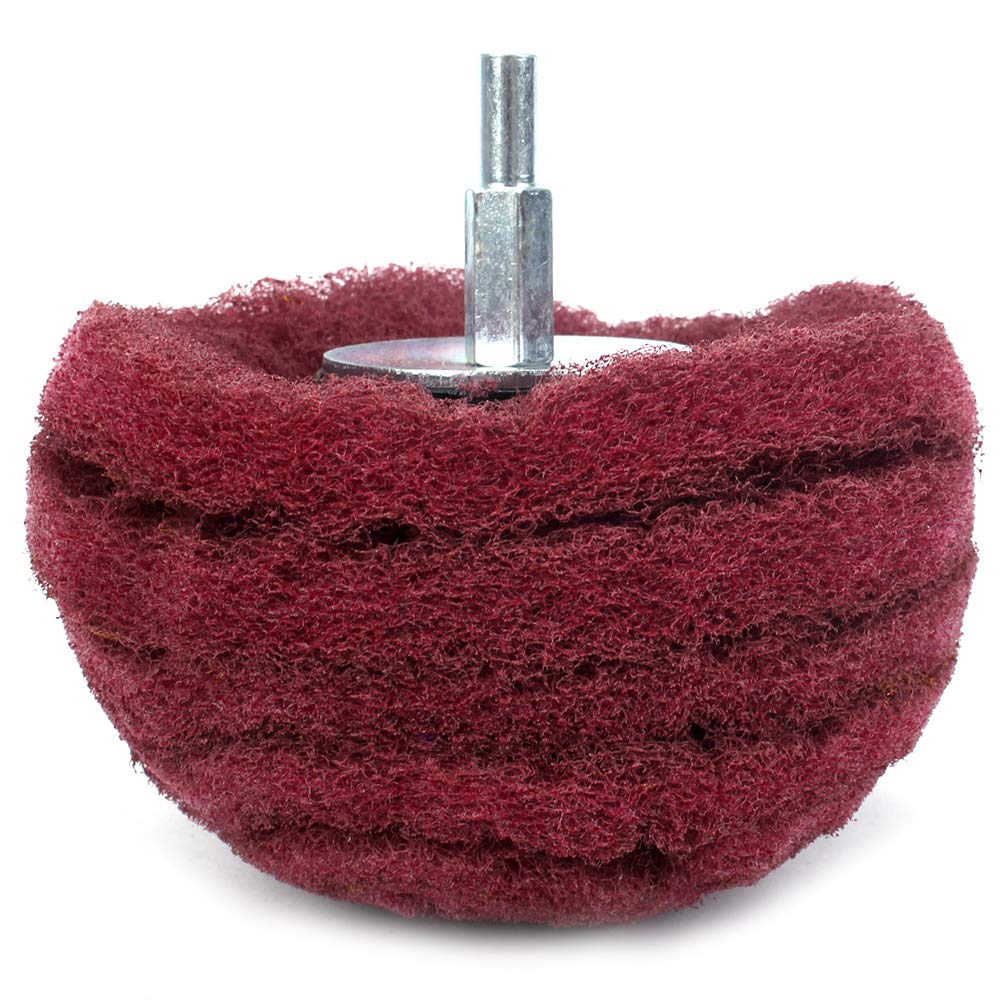 SI FANG 100mm Dome Sanding Mop Finishing Polishing Pad, 320 Grit Abrasive Buffing Wheel 6mm Shank Mounted Drill Accessories for Metal Stainless Steel Mirror Polishing