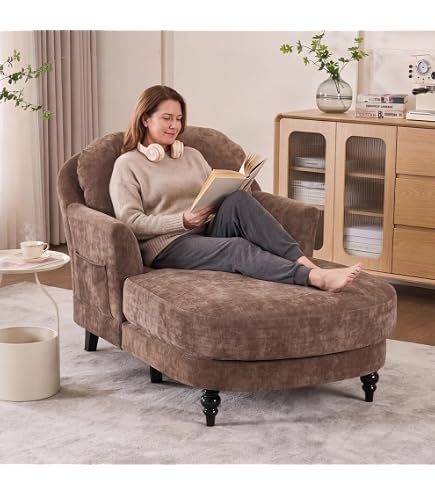 Amazon.com: SetteeBit Modern Chenille Chaise Lounge Chair