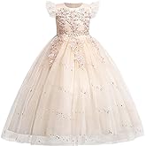 IBTOM CASTLE Girls Long Communion Princess Dresses Flower Pageant Party Wedding Floor Length Dance Evening Gowns