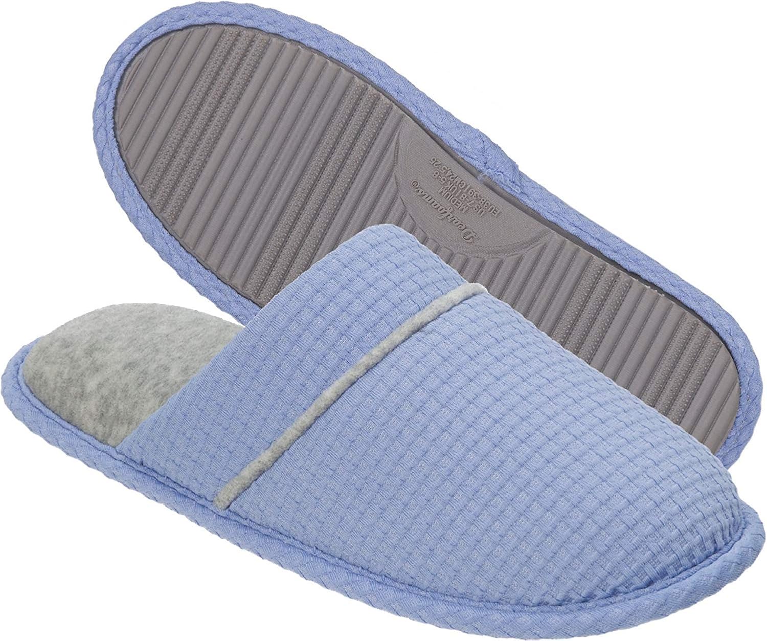 Amazon.com | Dearfoams Womenâs Waffle Knit Closed Toe Scuff Slipper - Padded Slip-Ons with 