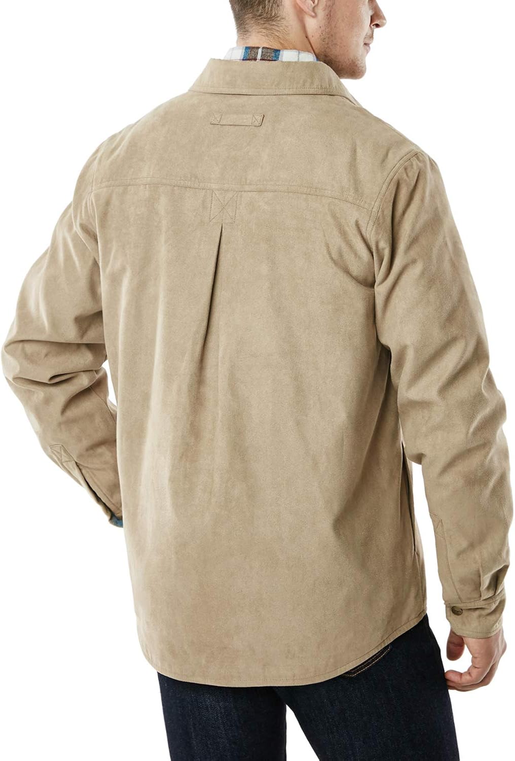 CQR Men's Flannel Long Sleeved Rugged Plaid Cotton Brushed Suede Shirt Jacket: Clothing