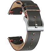 hemsut h Leather Watch Bands for Men, Horween Quick Release Leather Watch Strap Vintage Watch Replacement Wrap of 18mm, 20mm, 22mm