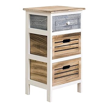 Rebecca Mobili Chest Of Drawers Cabinet 3 Drawers Wood White Grey