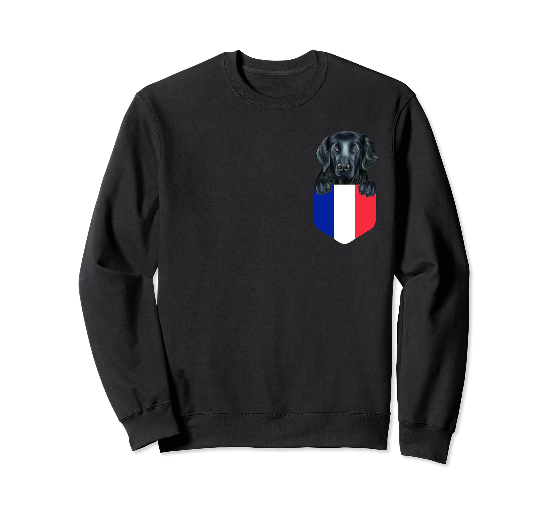 France Flag Flat-Coated Retriever Dog In Pocket Sweatshirt