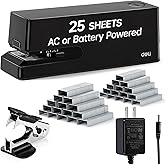 Deli Electric Stapler, Automatic Staplers for Desk, 25-Sheet Capacity | with 2000 Staples &amp; Staple Remover, No-Jam, AC or Battery Powered Staplers for Office Home School, Black