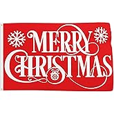 Probsin Christmas Decorations Flag 3x5 Feet Banner Double Printed Party Supplies Yard Signs Home Decor Funny Hanging Red Poster Snowflake Merry Christmas Welcome Photo Backdrop with Brass Grommets