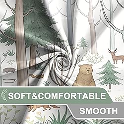 AWERT Cute Shower Curtain with Hooks Green Forest