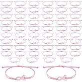 lasuroa Breast Awareness Bracelets, Adjustable Cord Pink Ribbon Braided Bracelets Inspirational Accessories for Women Party Favors Charity Social Welfare Event Supplies