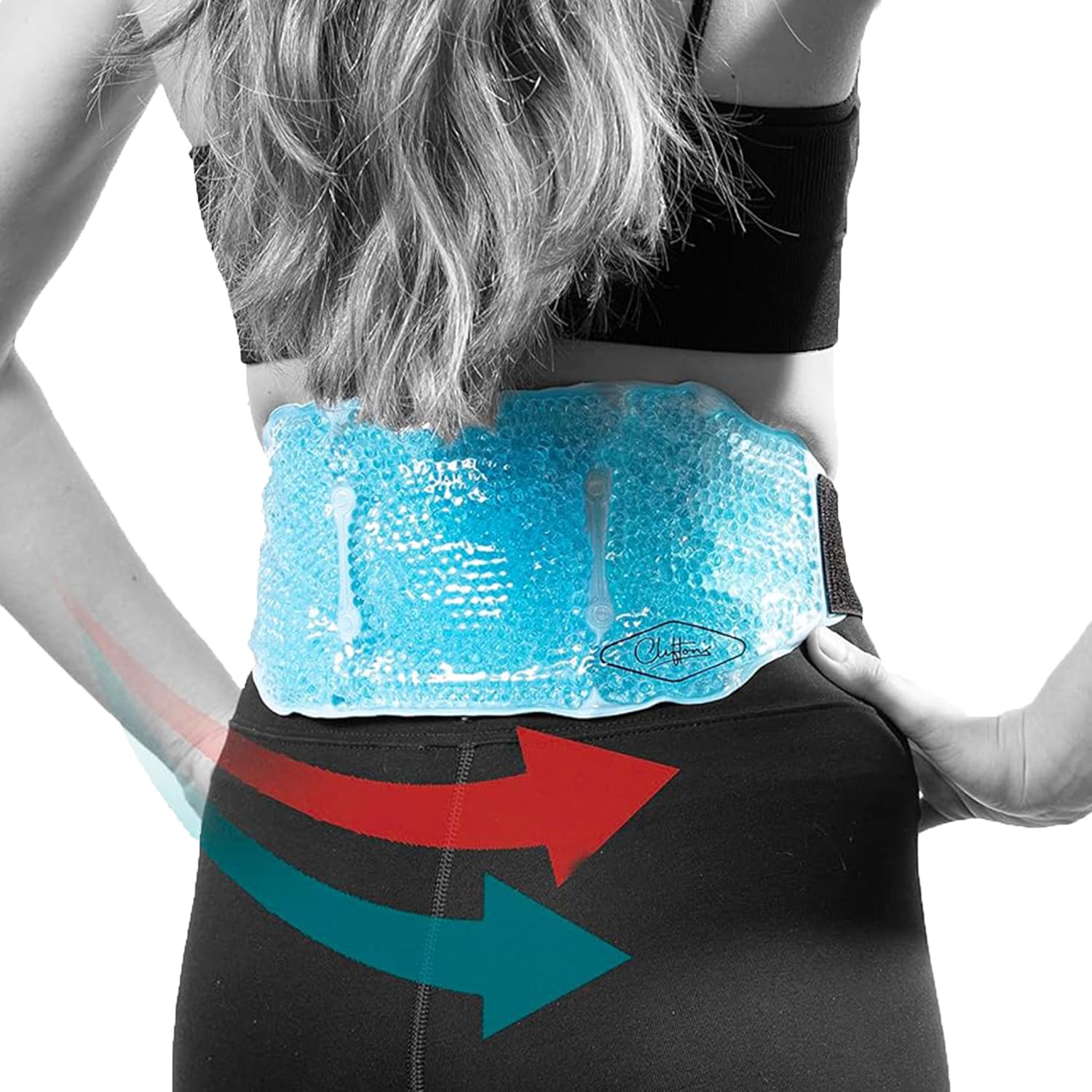 Clifton's Reusable Hot & Cold Gel Pack Compress Multifunctional – Back Pain Relief Sore Muscles Injuries First Aid Belt with Strap Swelling Ankle Knee Sprains Microwaveable & Freezable