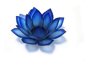 Om Gallery Capiz Shell Lotus Flower Decor Tealight Candle Holder for Serene Ambiance - Handmade Decorative Candle Holders for Meditation, Yoga, and Relaxation, Blue Lagoon