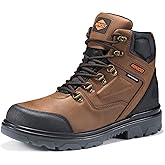 NINGO Mens Steel Toe Work Boots, Waterproof Heavy-Duty Safety Boots with Puncture Protection Oil & Slip Resistant, Steel Toe Work Shoes with Breathable Lining EH Protection for Construction Industrial