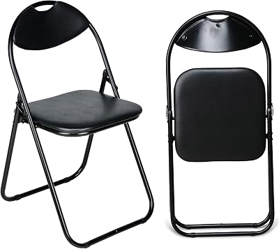 Nyxi Paris Faux Leather Padded Folding Chair Black 1 x Chair