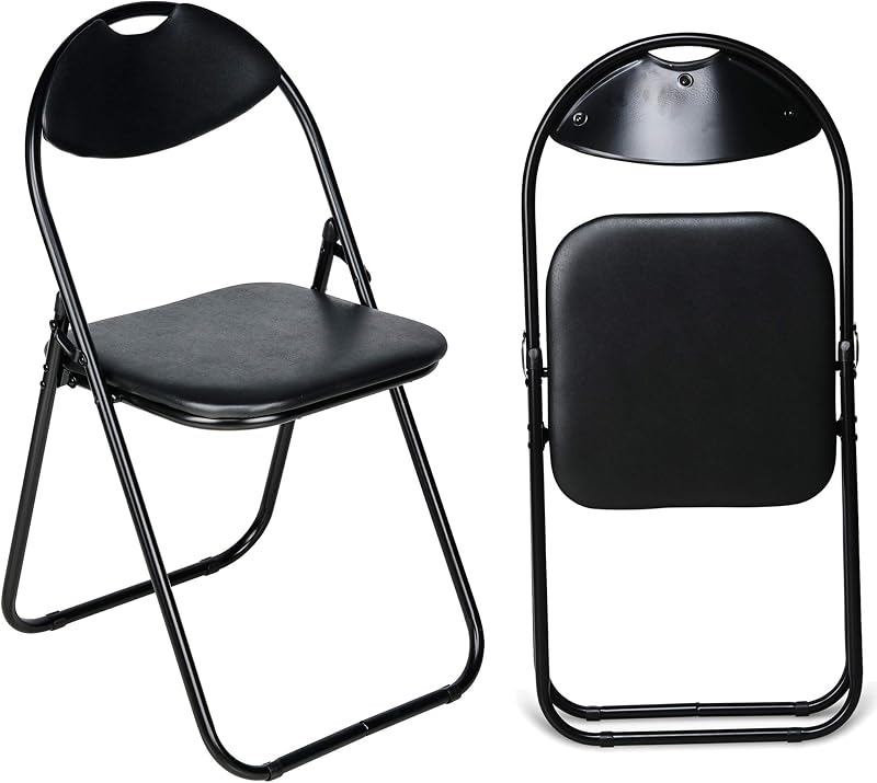 Nyxi Paris Faux Leather Padded Folding Chair Black 1 x Chair