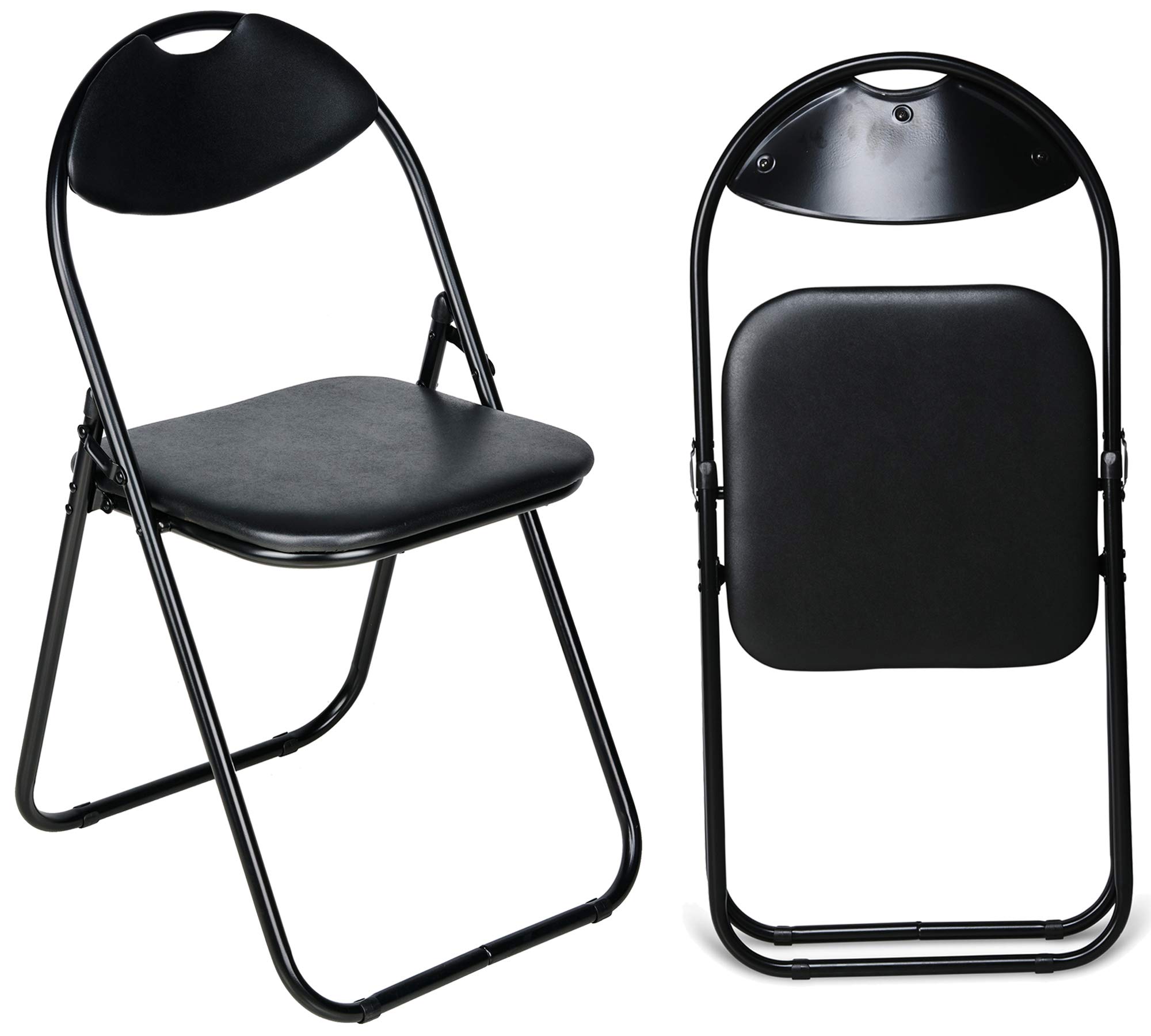 Nyxi Paris Faux Leather Padded Folding Chair Home Office Dining Chair (1 x Chair, Black)