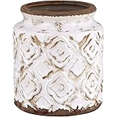 47th & Main Antiqued Ceramic Vase 5.70 x 6.30-inches, Creamy White Cylinder