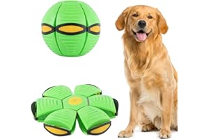 Yagamii Dog Flying Saucer Ball Toy, Outdoor Flat Throw Doggy Disc Ball Toy, Changeable Shape Dog Ball, Pet Interactive Toys for Medium Large Dogs, Decompression Bouncy Dog Flying Ball Toy