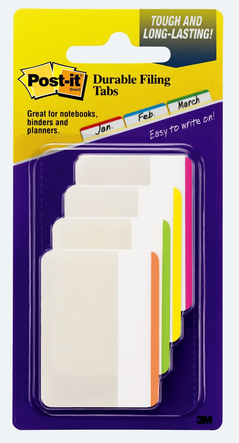 PostIt Tabs, 2 en, doublée, couleurs vives assorties, durable