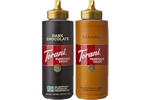 Torani Puremade Caramel and Dark Chocolate Sauce Variety 2-Pack for Desserts and Coffee Drinks, 16.5 Oz Ea