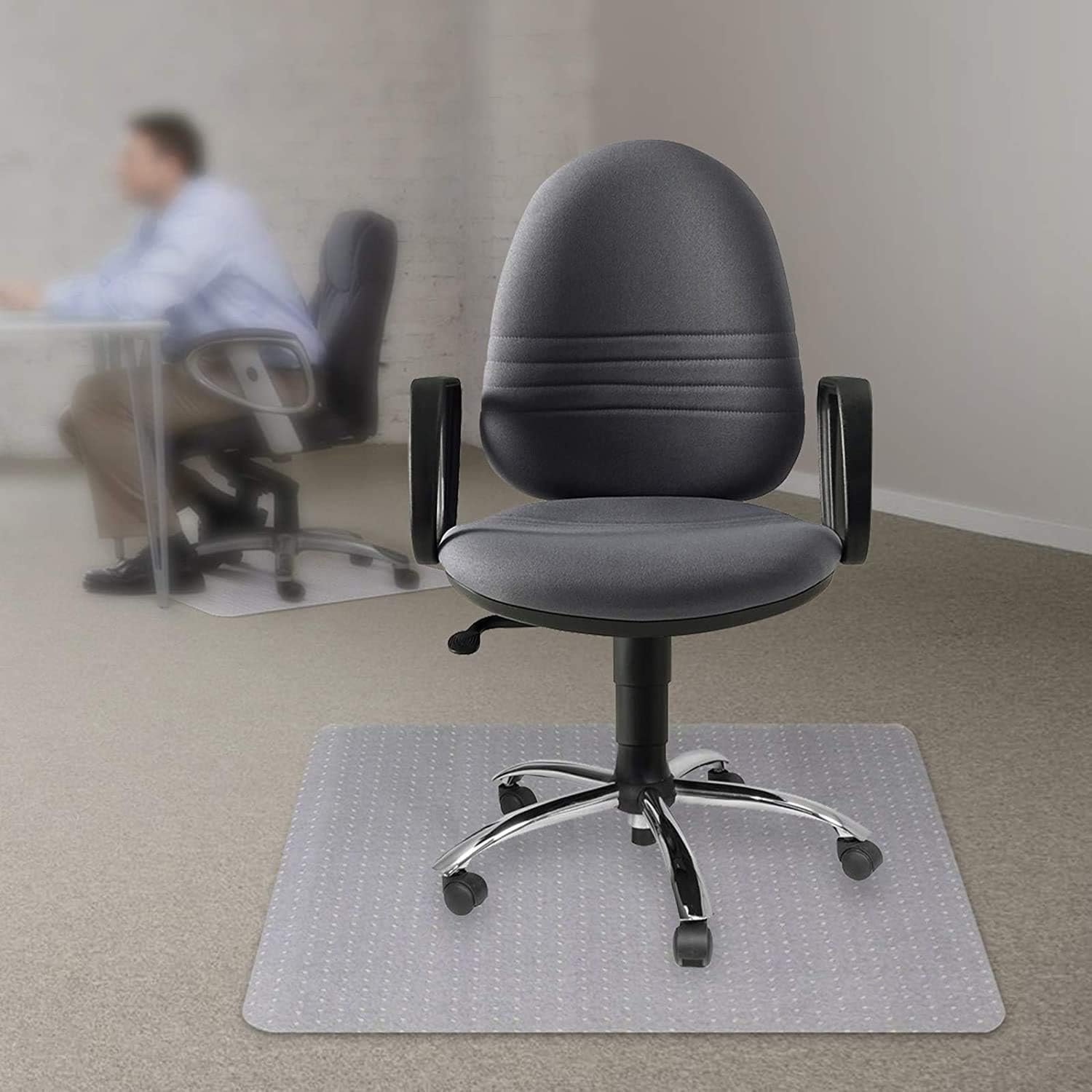 Kuyal Office Chair Mat for Carpets,Transparent Thick and Sturdy Highly Premium Quality Floor Mats for Low, Standard and No Pile Carpeted Floors, with Studs (30" X 48" Rectangle): Kitchen & Dining