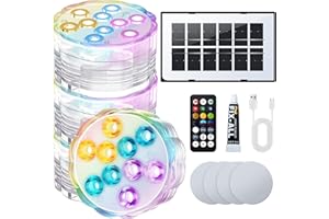 YICHUKE Pool Lights, Solar Powered Submersible Pool Lights with USB Charging,IP68 Waterproof Swimming Pool Lights with Remote 16 Colors Underwater Rechargeable Pool Lights for Above Ground Inground Pool